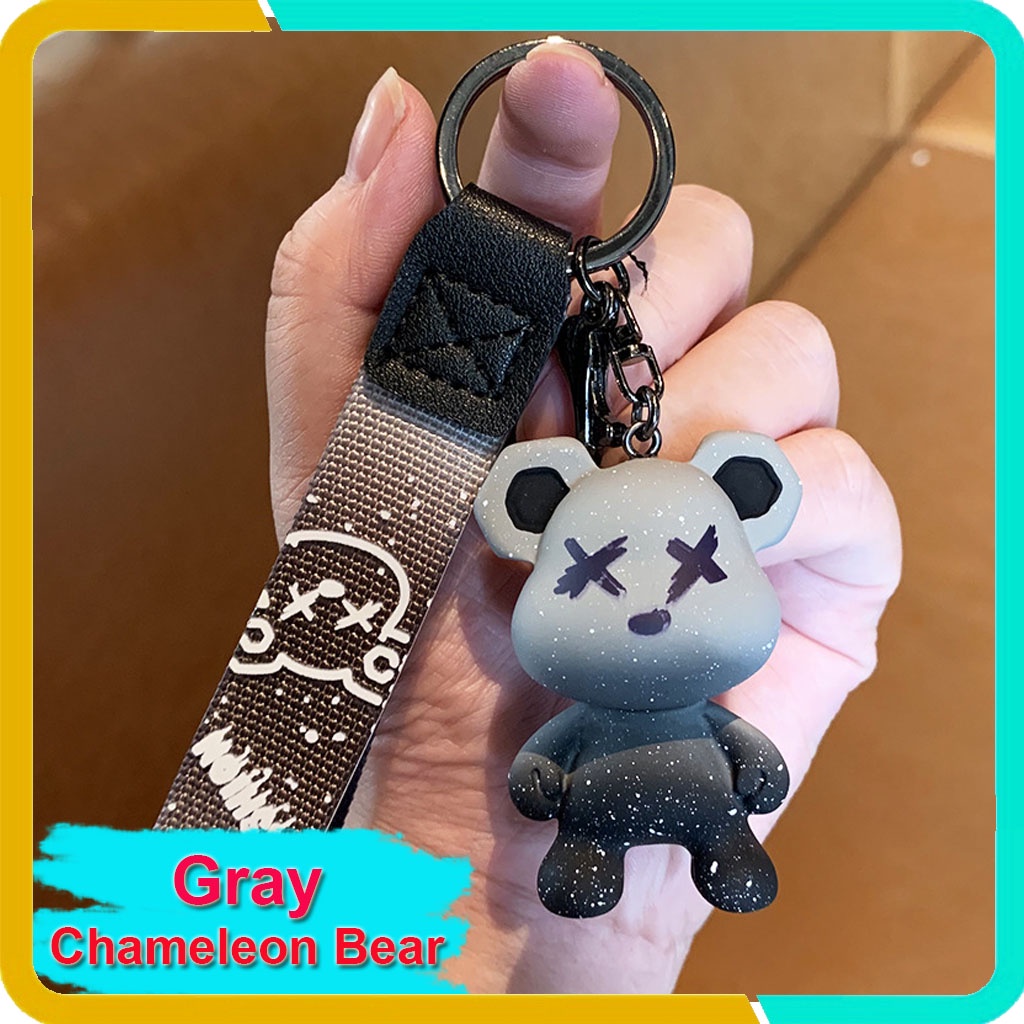 Móc Khóa Gấu Hàn Quốc Dễ Thương,Chameleon Bear, Móc Treo Trên Balo, Túi Xách, KB-01