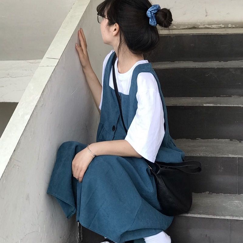 Set Áo Thun Và Đầm Yếm Thiết Kế Xinh Xắn Nữ Tính