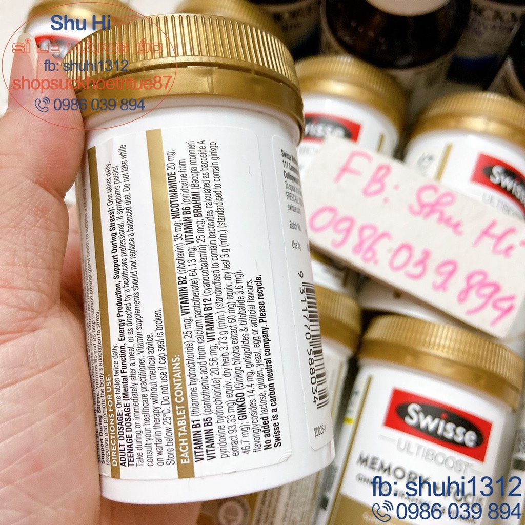 Viên uống bổ não, hỗ trợ cải thiện trí nhớ và sự tập trung swisse ultiboost memory focus 50 viên úc