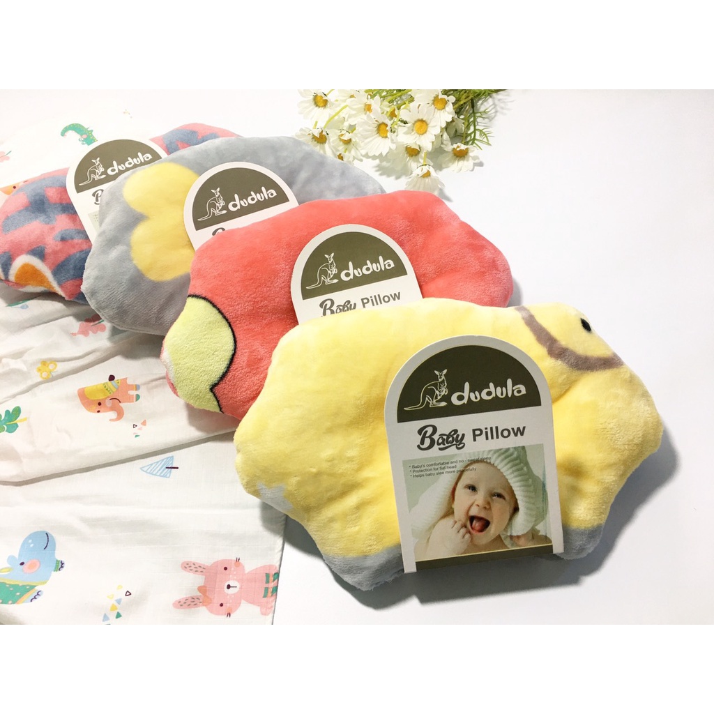 Gối lõm DuDuLa vải Nhung mềm mịn cho bé chống bẹp đầu