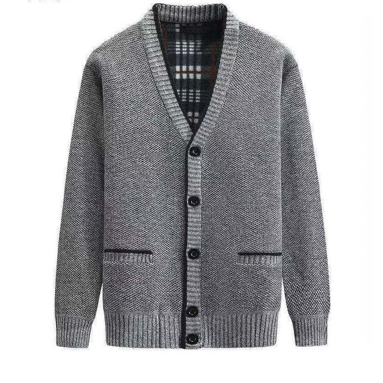 Áo len Cardigan lót lông cho bố, áo khoác len nam người già, áo cadigan trung niên - AK-M02