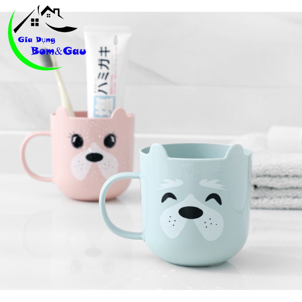 Set cốc đôi đánh răng in hình thú dễ thương bằng nhựa PP bền đẹp, dành cho bé uống nước an toàn sử dụng