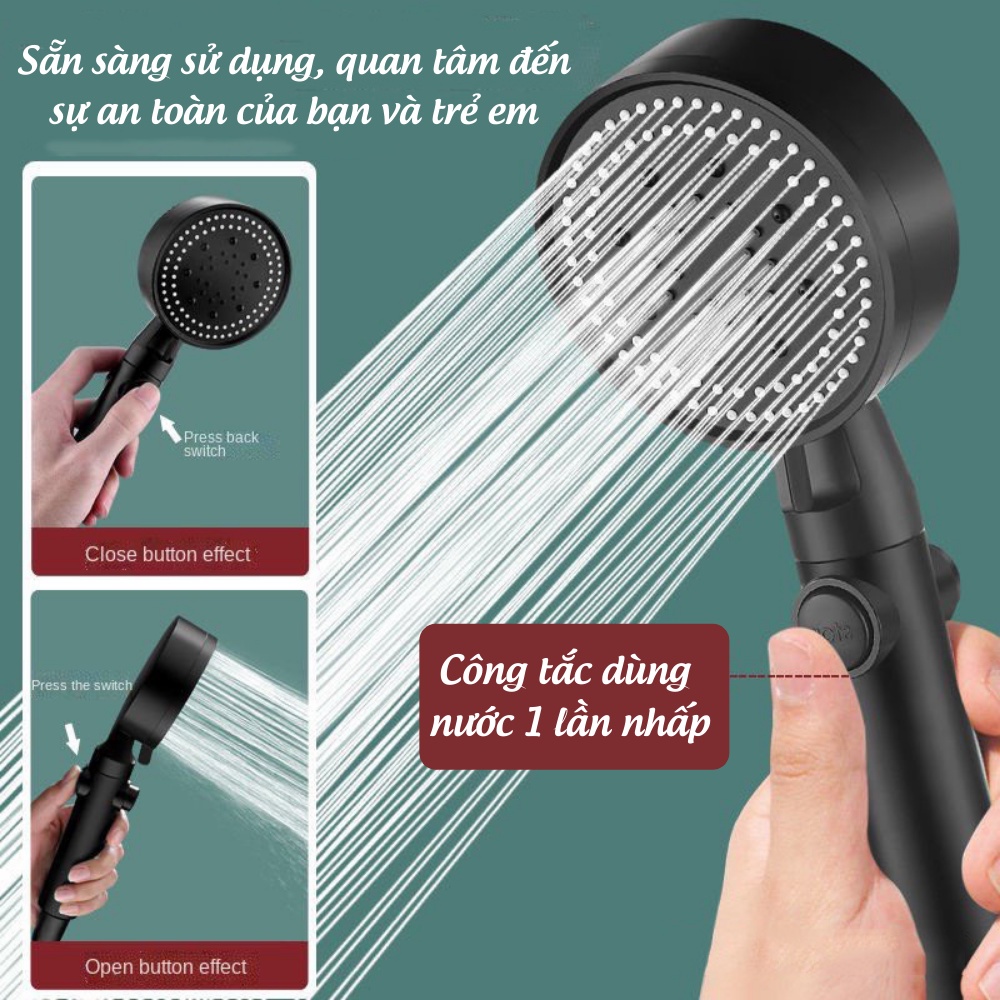 Vòi Sen Tăng Áp, Bộ Vòi Hoa Sen 5 Chế Độ Giúp Tăng Lực Nước , Tiết Kiệm Nước Vs3 Hợp Kim Chống Gỉ, SP200239-SP200241