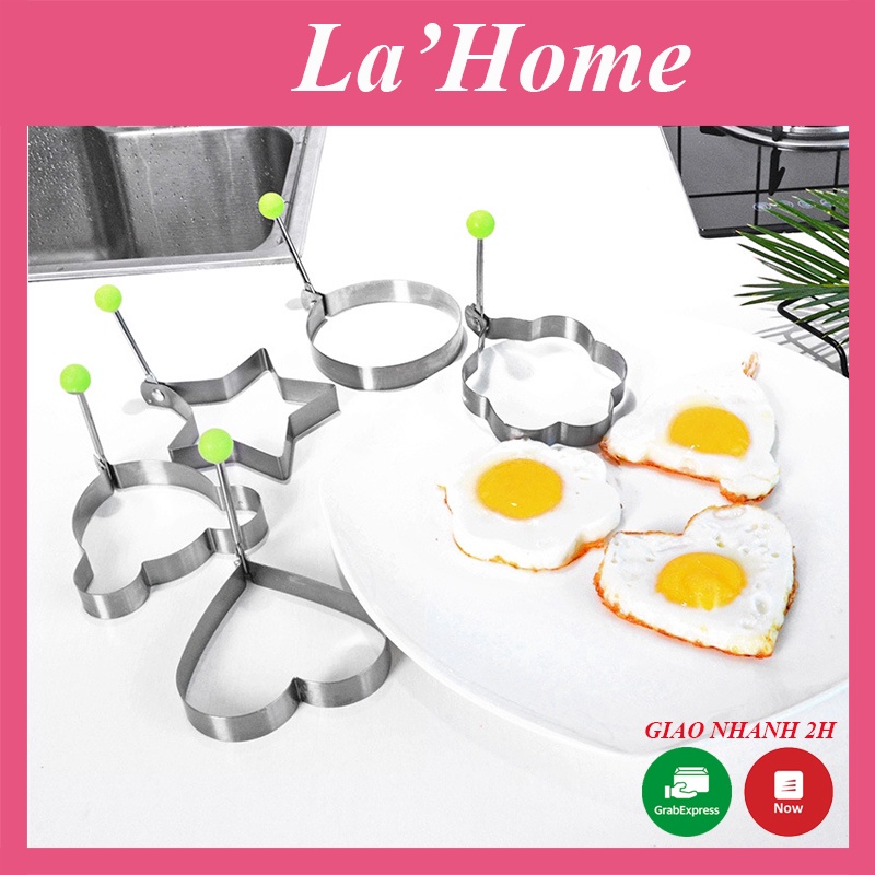 Khuôn tạo hình chiên trứng La'Home inox, khuôn tạo hình trứng bông hoa, trái tim, hình sao