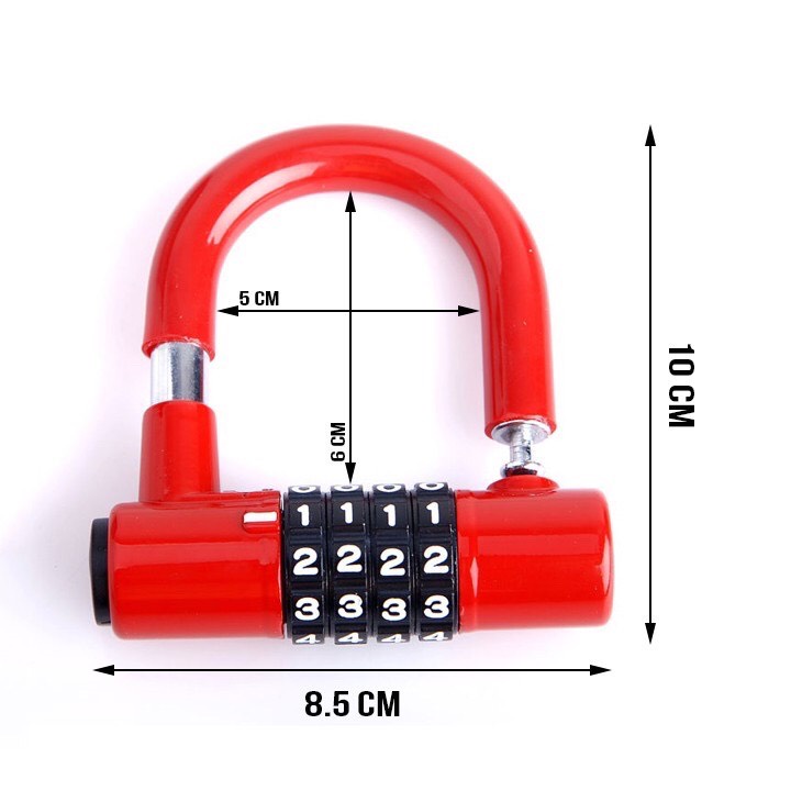 Ổ khoá chữ U chống trộm 4 mã số không cần chìa