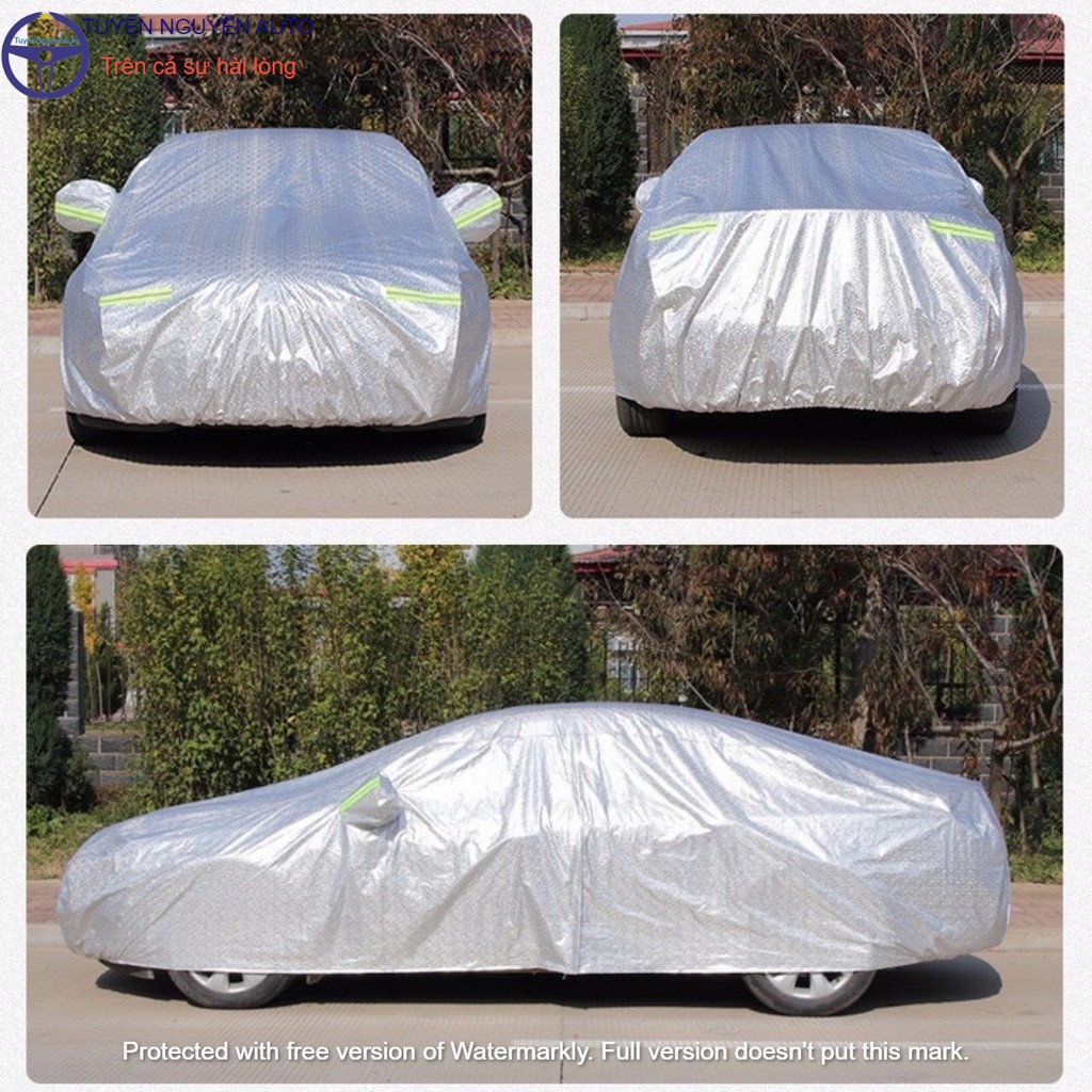 Bạt phủ ô tô xe hơi 4 ~ 7 chỗ 3 lớp chống nắng, chống nước, chống cháy áo trùm cao cấp bảo vệ xe mọi thời tiết
