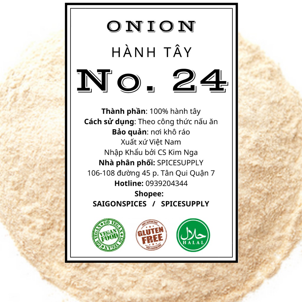 Onion powder - Bột hành tây ướp thịt thơm ngon siêu sạch Hũ 120ml