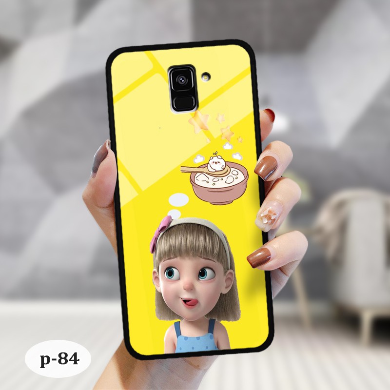 Ốp lưng kính 3D Samsung A8 Plus 2018- hình cute