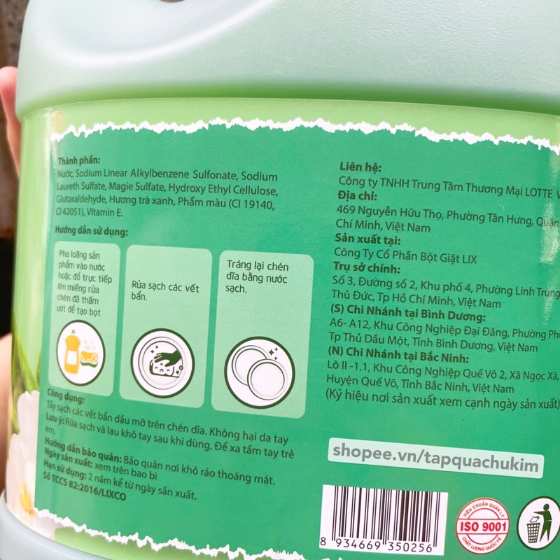 Nước rửa chén HARU 4KG hương TRÀ XANH không hại da tay chuẩn công nghệ Hàn Quốc - tapquachukim