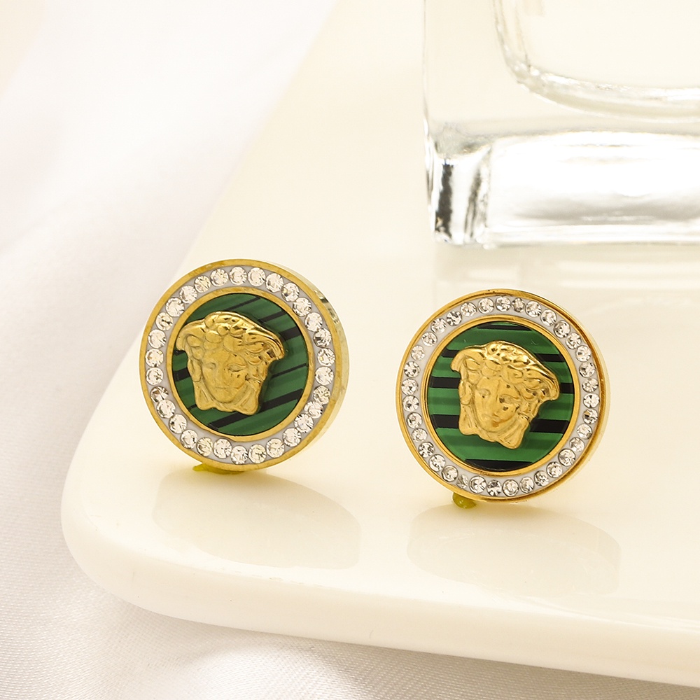 VERSACE Bông Tai Chữ V Bằng Thép Titan Thời Trang