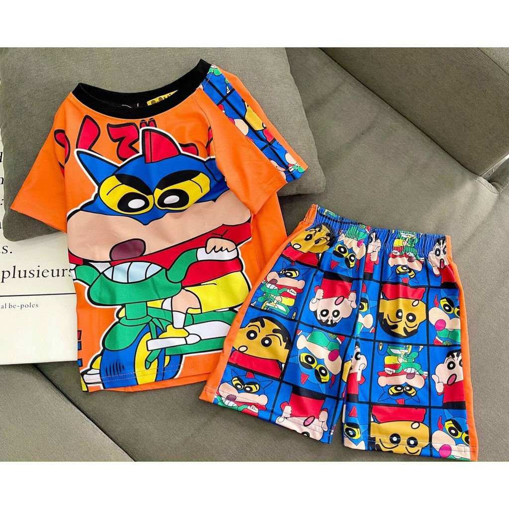 Bộ quần áo cotton thun lạnh 4c in 3D cho bé từ 8-20kg