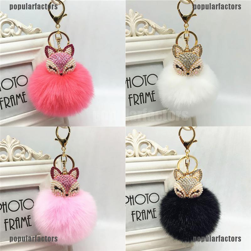 Móc Khóa Hình Con Cáo Đính Ngọc Trai Sang Trọng