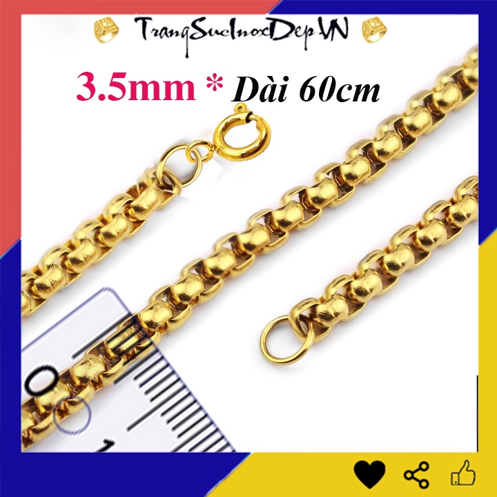Dây chuyền inox kiểu bông dừa khít mạ vàng khóa vip sang trọng, siêu đẹp, bền màu và không đen, không gỉ
