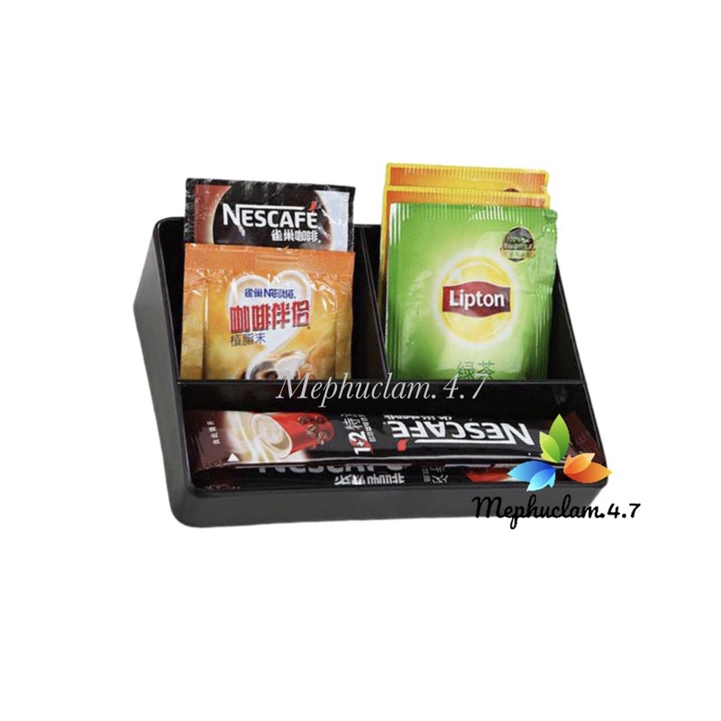 Khay đựng túi trà, cafe ba ngăn cho khách sạn, resort, homestay, nhà nghỉ, văn phòng, ...
