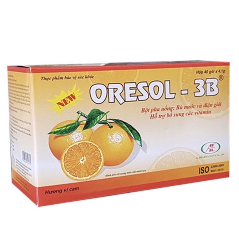ORESOL 3B Bù Nước Và Điện Giải Hương Cam Hộp 40 Gói, Phòng Ngừa Mất Nước Do Tiêu Chảy