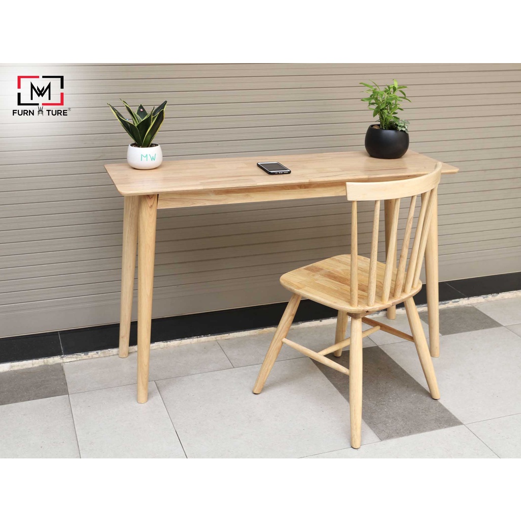 Nowship hcm - Bàn ghế làm việc gỗ cao su cao cấp Long Table có vạt thương hiệu MW FURNITURE