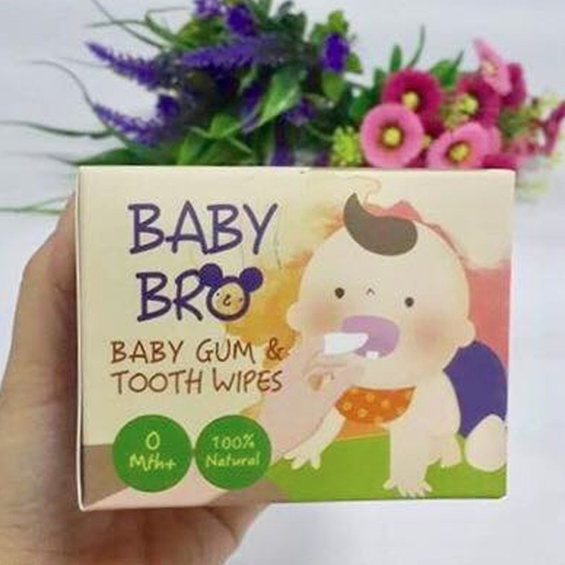 Hộp 25 khăn lau răng miệng rơ lưỡi Hàn Quốc Baby Bro