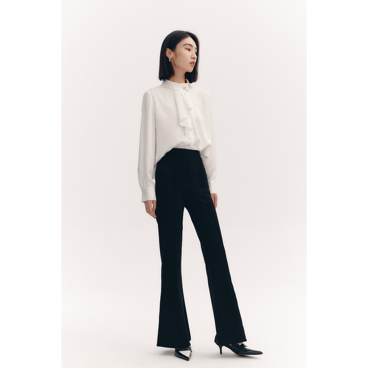 Áo sơ mi công sở nữ cổ tàu kẹp bèo thanh lịch QUYÊN FASHION AA602, màu trắng kiểu hàn quốc