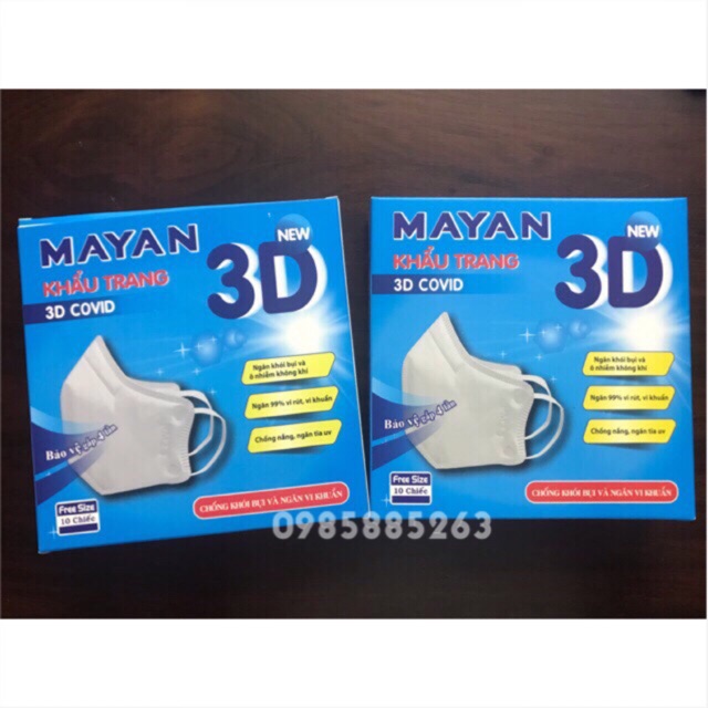 Khẩu trang Mayan 3D người lớn hộp 10 chiếc