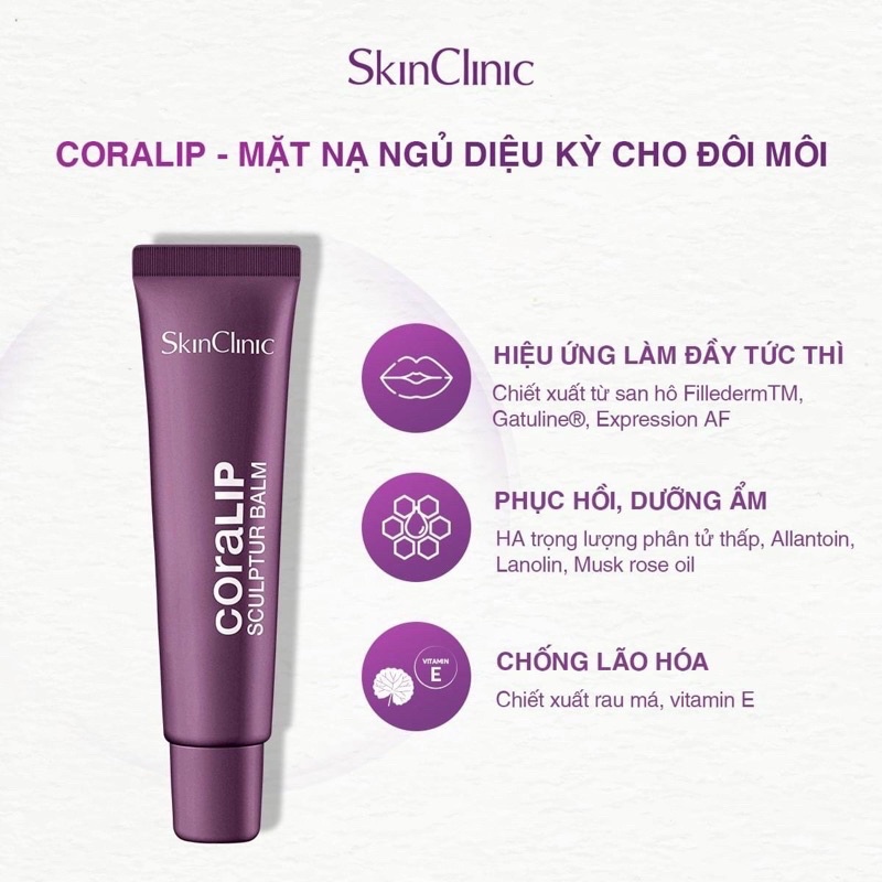 DƯỠNG MÔI ẨM MƯỢT, CĂNG BÓNG CORALIP SKINCLINIC