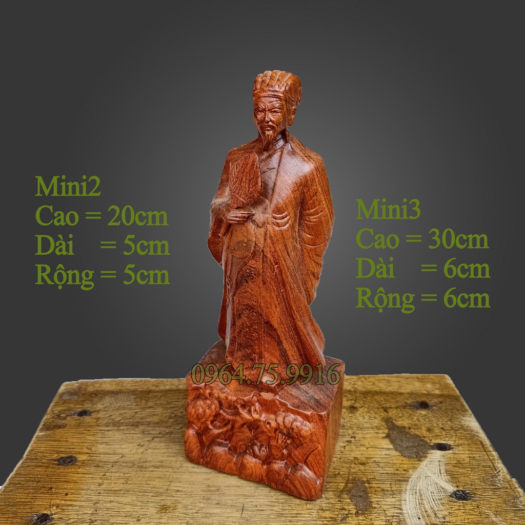 Tượng gỗ Gia Cát Lượng Mini 💓 Tượng Khổng Minh mang lại sự thông minh uyên bác