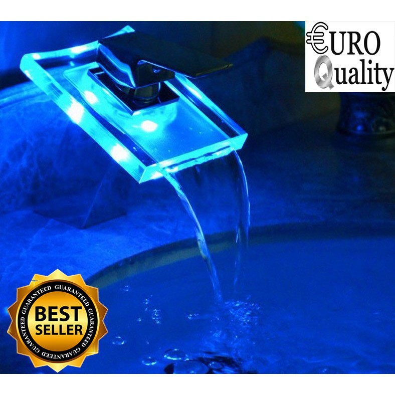 [Euro Quality] Vòi Lavabo Nóng Lạnh Kính Cường Lực Đổi Màu Theo Nhiệt Độ Nước