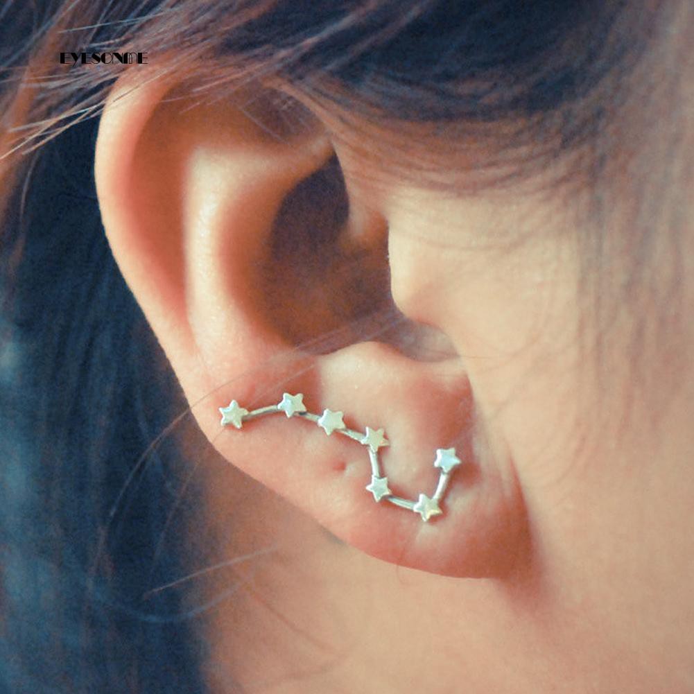 ♕Đôi Khuyên Tai Kẹp Vành Tạo Hình Chùm Sao Thời Trang Cho Nữ