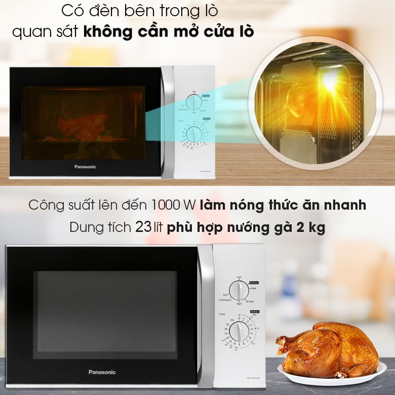 Lò vi sóng có nướng Panasonic NN-GM34JMYUE công suất 1000W dung tích 23L - Hàng chính hãng, bảo hành 12 tháng