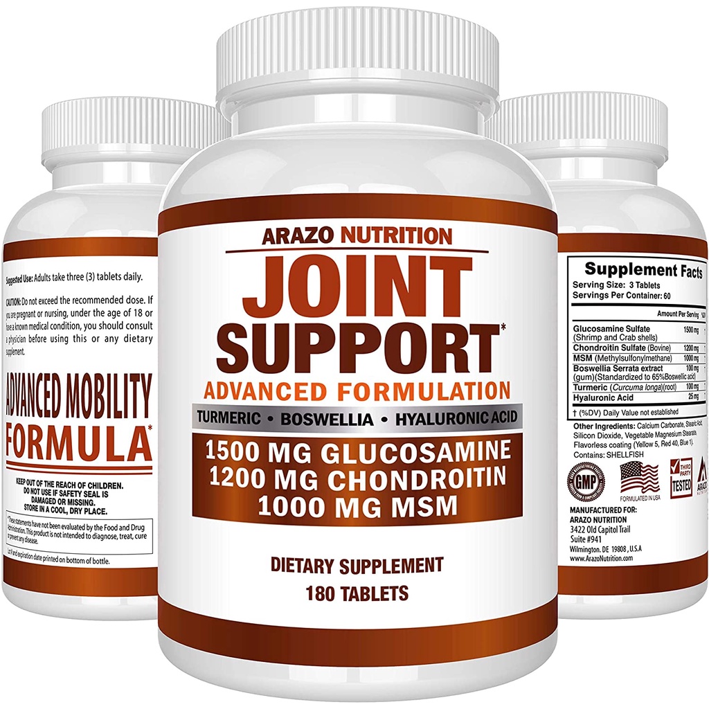 Arazo Nutrition Joint Support Glucosamine Chondroitin MSM - Viên Uống Hỗ Trợ Sức Khỏe Xương Khớp 180 viên