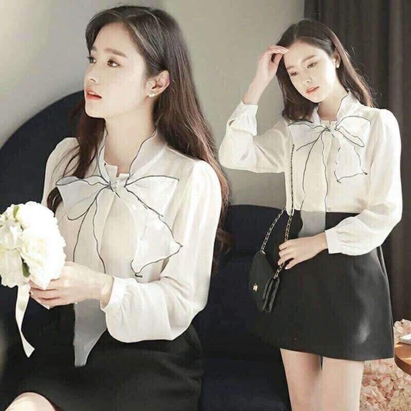 Áo sơ mi nữ công sở thời trang Suri,lụa trắng tay dài chất vải đẹp,Hàng Thiết Kế rất hiện đại-TRANGTHATNO