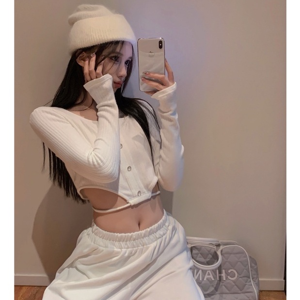 QADCOL Áo thun lửng tay dài màu sắc trẻ trung sành điệu cho phái nữ