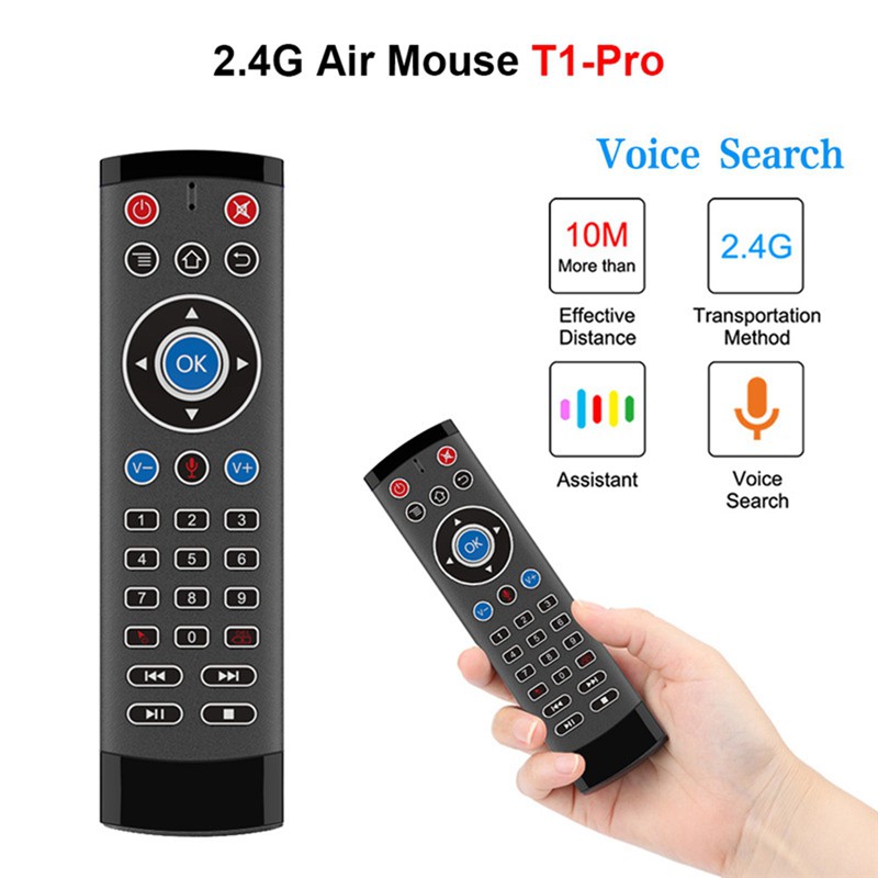 Chuột Bay T1 Điều Khiển Bằng Giọng Nói 2.4g Có Mic Cho Android Tv Box H96 X96 Max Plus X1 X3