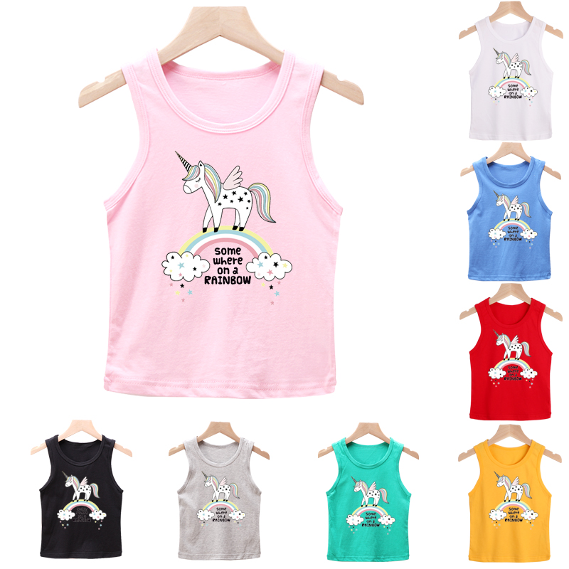 Áo Tank Top Chất Cotton Hoạ Tiết Kỳ Lân Cho Bé Gái (8 Màu) 90-140cm