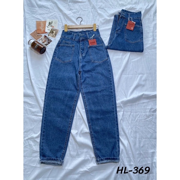 Quần baggy jean nữ Lê Huy Fashion lưng siêu cao 2 nút kiểu túi trước form đẹp giá rẻ MS 369