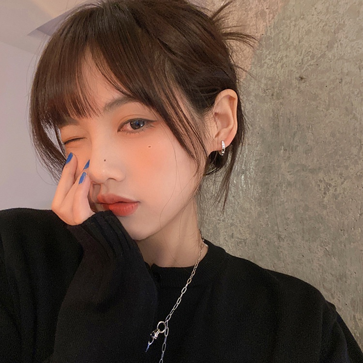 Khuyên Tai Hình Tròn Đính Đá Phong Cách Đơn Giản Thời Trang Cho Nữ