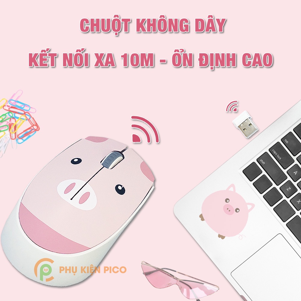 Chuột hồng không dây Wireless - Chuột máy tính không dây dễ thương cute hình thú đối thủ của Logitech - Dây quấn chuột