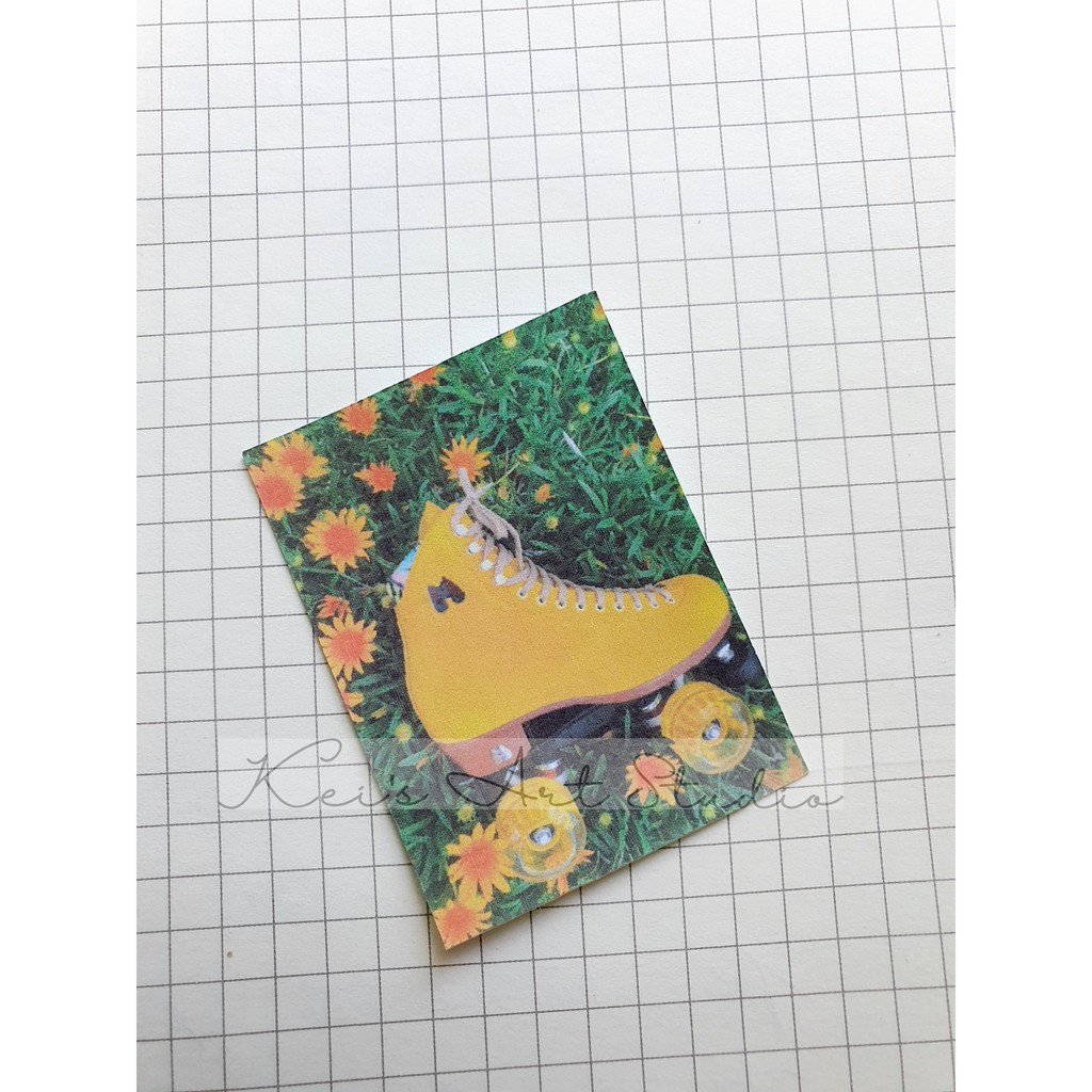 Bộ 20 sticker hình ảnh - postcard chủ đề MÀU VÀNG, vintage, dễ thương, xinh xắn trang trí sổ, bullet journal