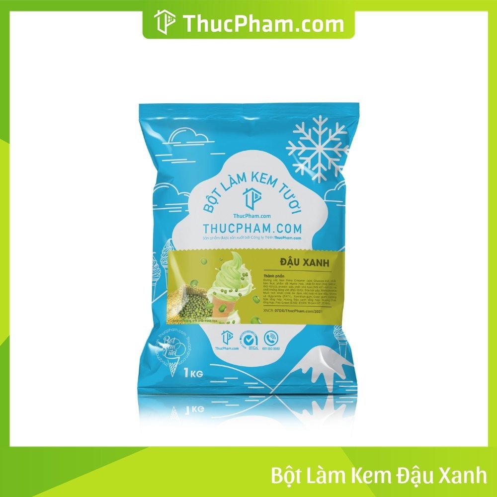 Bột Làm Kem Tươi THUCPHAM.COM Vị Đậu Xanh - 1kg - Công Thức Độc Quyền Hương Vị Mới, Không Gắt, Không Hắc