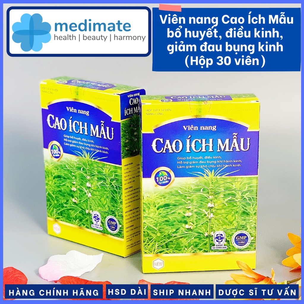Viên uống Cao Ích Mẫu giúp bổ huyết, điều kinh, giảm đau bụng khi hành kinh (Hộp 30 viên)