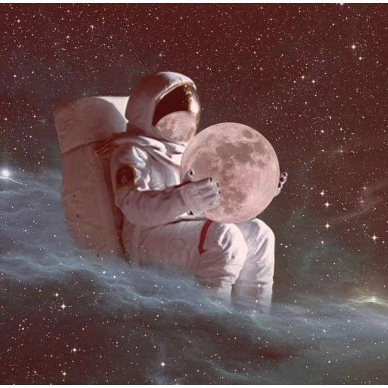 Tranh Vải Canvas Treo Tường Hình Phi Hành Gia / Mặt Trăng / Không Gian Trang Trí Nhà Cửa