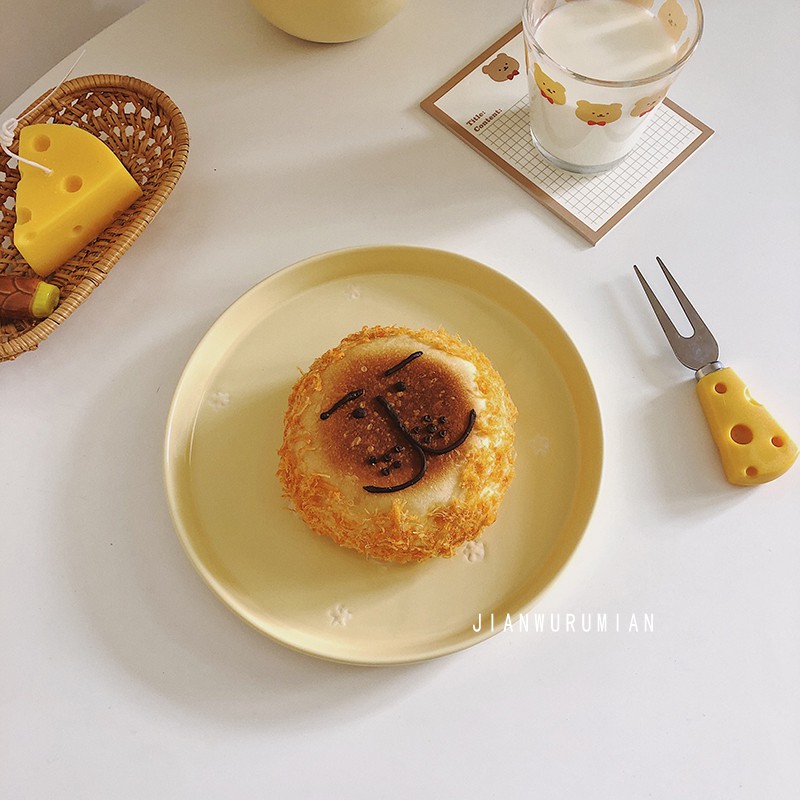 Đĩa ăn tối đĩa gốm sứ tráng men hoạt hình vẽ tay #littlechick