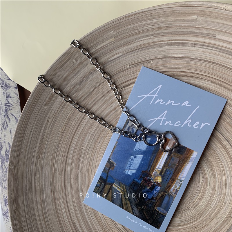 Vòng Cổ Gắn Mặt Hình Trái Tim Cá Tính Độc Đáo Phong Cách Hip-Hop