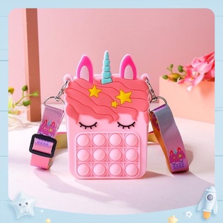 Pop it con kỳ lân - túi đeo chéo pop it cho bé bằng silicon xả stress nhiều màu sắc - anhma84 stor