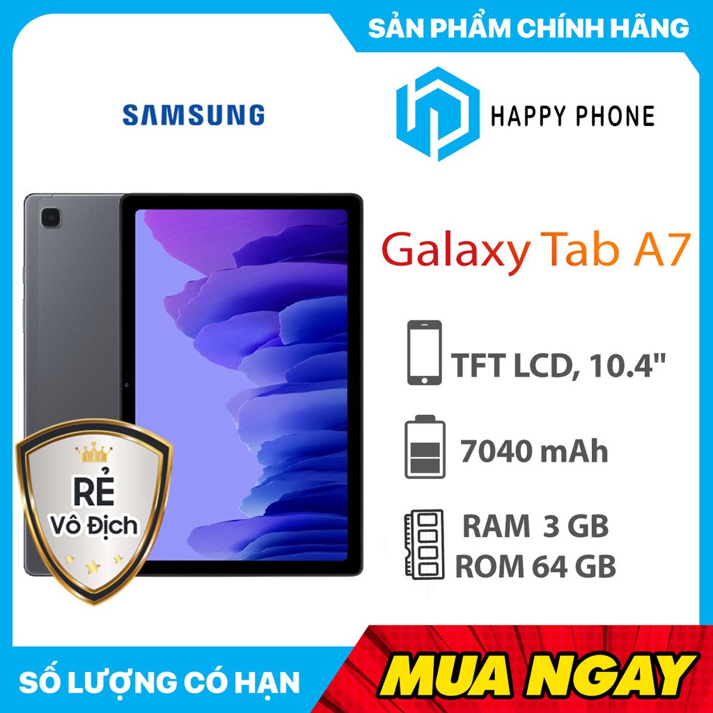 [Tặng Ốp Gập] Máy tính bảng Samsung Galaxy Tab A7 (2020) - Hàng Chính Hãng, Mới 100%, Nguyên seal, Bảo Hành 12 Tháng