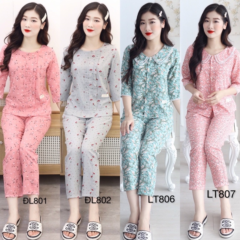 Bộ đồ mặc nhà nữ, bộ ngủ nữ, chất vải mềm mịn không nhăn, size từ 38-65kg theo số đo