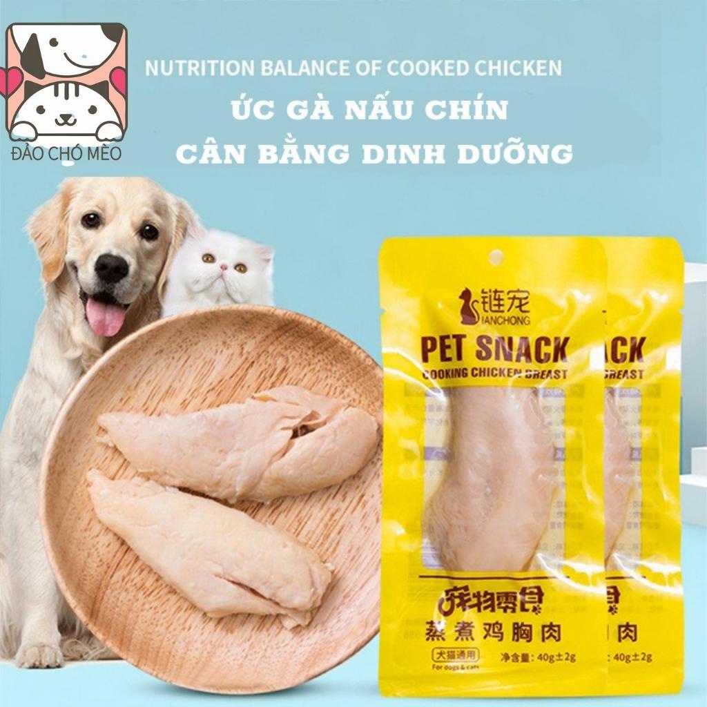 Thịt ức gà tươi cho chó mèo đóng gói 40gr kiểu bánh thưởng bổ sung dinh dưỡng- Đảo chó mèo