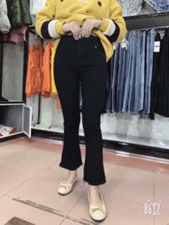 Quần ống loe cạp cao ảnh thật