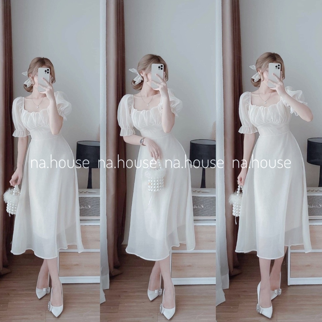 ĐẦM TRẮNG NHÚM NGỰC ĐI TIỆC ĐI CHƠI NAHOUSE VÁY DÁNG SUÔNG HAI LỚP THIẾT KẾ XINH XẮN VÀ SANG TRỌNG