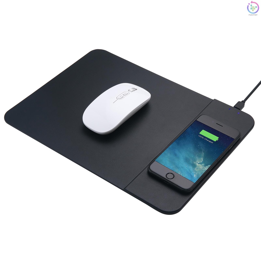 10W Wireless Charging Mouse Pad 2 in 1 Multifunctional Wireless Quick Charge Ultra-thin Non-slip Phone Charge Board Black