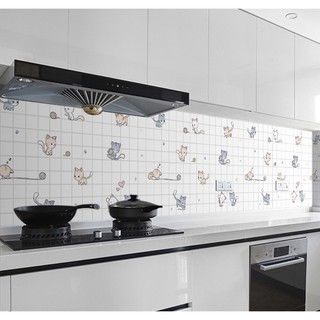 DECAL 16M dán bếp tráng nhôm cách nhiệt khổ 60CM hình mèo đáng yêu